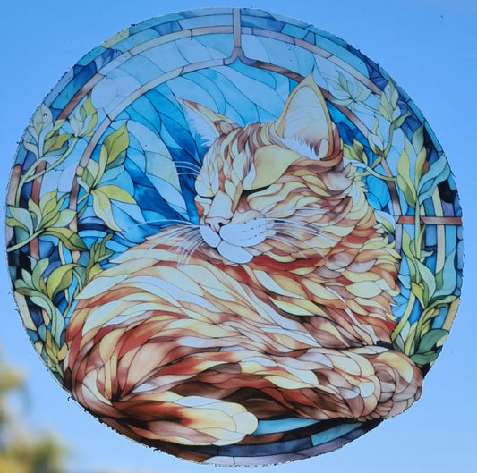 Stained glass cat sticker
