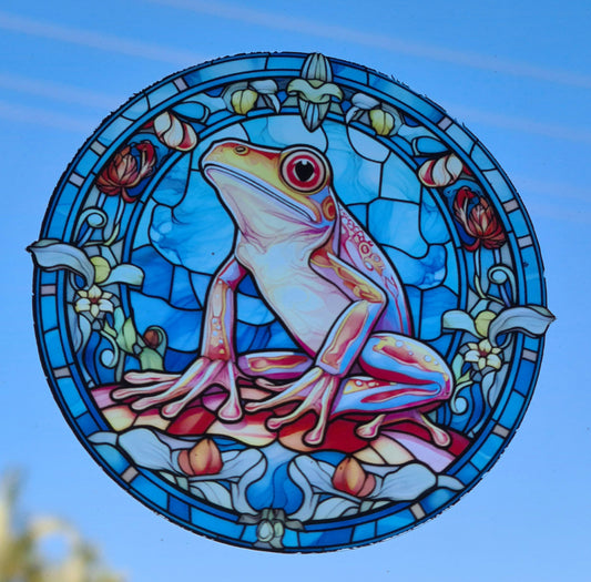 Stained glass Frog sticker 7.6 or 12cm