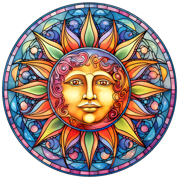 Beautiful Celestial Sun and Moon Stained Glass Stickers / Window