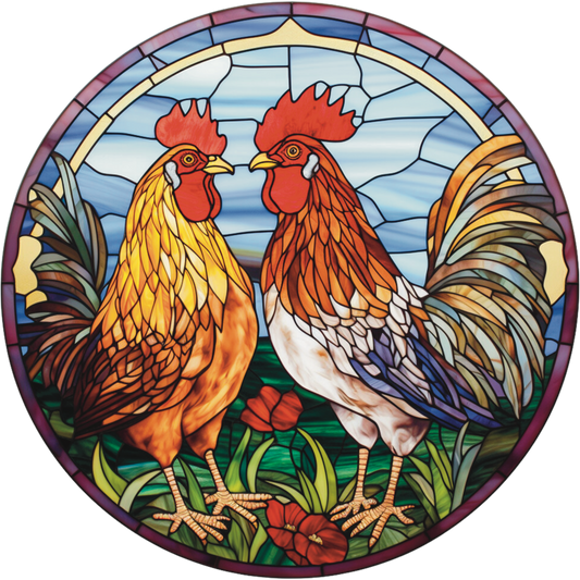 Stained glass chicken window clings window decals window stickers