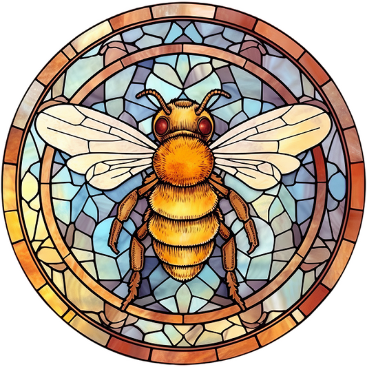 Stained glass bee set two window clings window stickers window decals