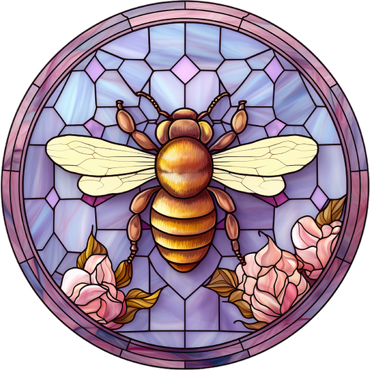 Stained glass bees set two, six in the collection window decals window clings