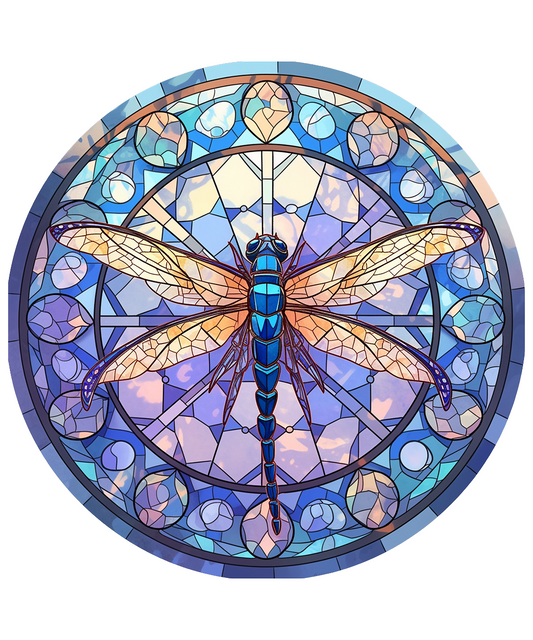 Stained glass dragonfly window clings in soft beautiful colours, car decal sticker window sticker