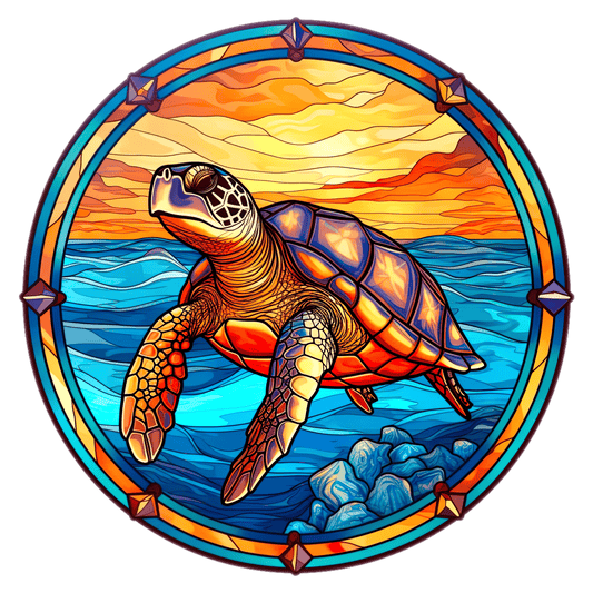 Stained glass turtle window clings available in 7.6 and 12 cm size